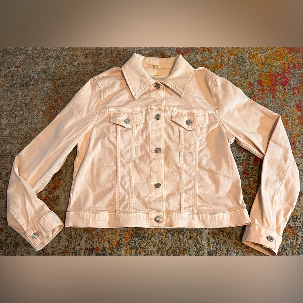 Michael Kors Womens Cream Button Down Jean Jacket. Large.  97% Cotton